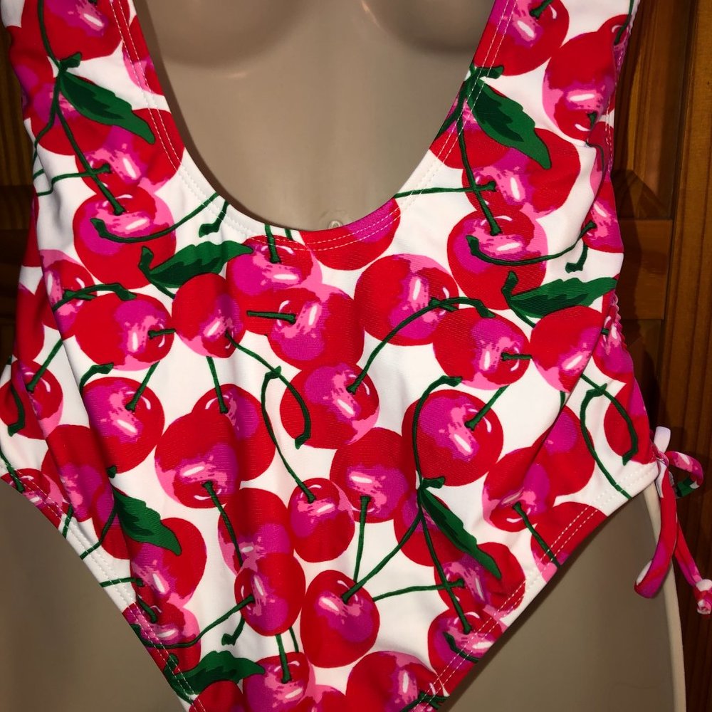 NEW Island Love One Piece Swimsuit Size Medium 5-7 Red Cherry Print - Picture 6 of 11